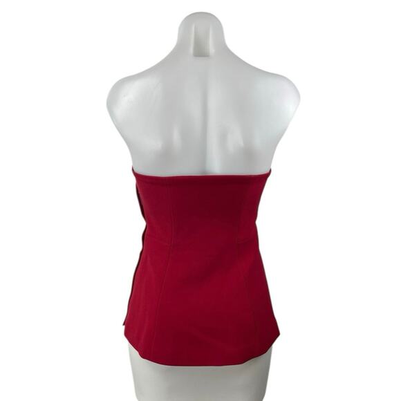 Rachel Roy Women's Red Strapless Sleeveless Peplum Bustier Tube Blouse Top Sz 0 - Picture 2 of 4